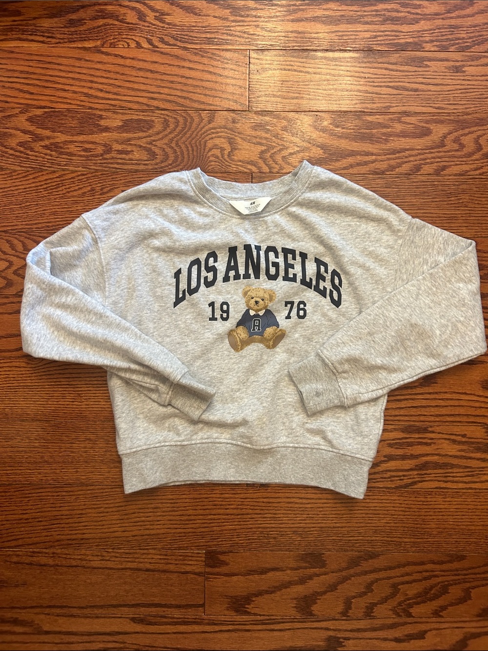 H&M Los Angeles Teddy Graphic Crewneck Sweatshirt - Light Gray